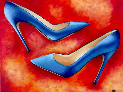 Blue pumps in orange