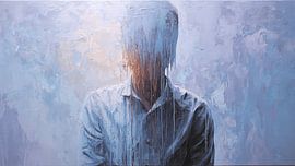 Melting Identity – Distorted Figure Acrylic Painting with Dripping Self-Paint Effect by Aden Pink Studio