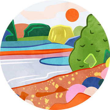 Pastel zonsondergang boven de vallei