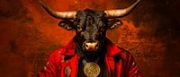Sterke aanwezigheid: stier in rode outfit van Poster Art Shop thumbnail