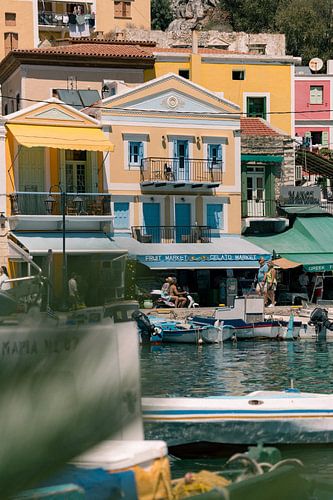 Vanuit de haven een mooi huis op Symi