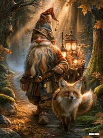Gnome mit Fuchs im Wald