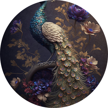 Prachtige kunst van een pauw van Digitale Schilderijen