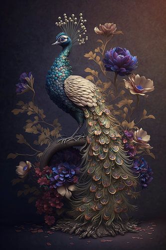 Beautiful art of a peacock by Digitale Schilderijen