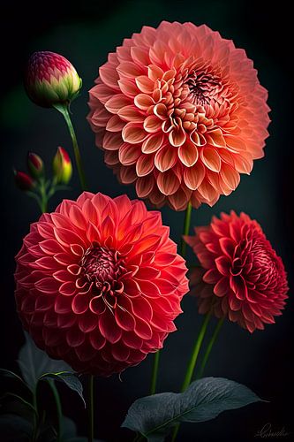 Oranje roze zomer Dahlia's