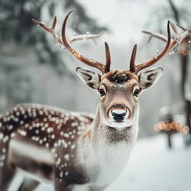 Stiller Wintermoment mit Rehen und Lichtern von Studio Ypie
