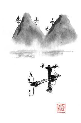 fisherman on the river by Péchane Sumie