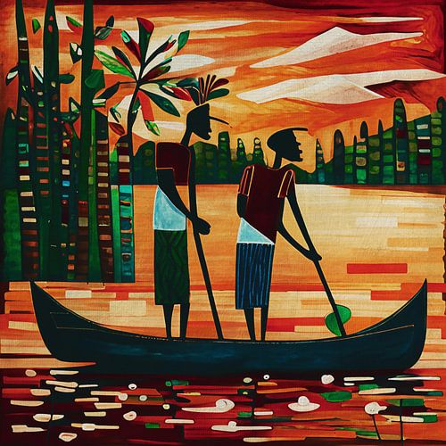 Two men in a boat