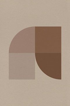 Moderne abstracte geometrische kunst in retrostijl in bruin en beige nr. 2 van Dina Dankers