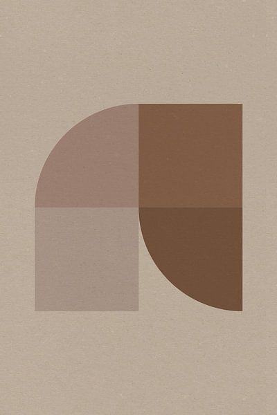 Modern abstract geometric art in retro style in brown and beige No 2 by Dina Dankers