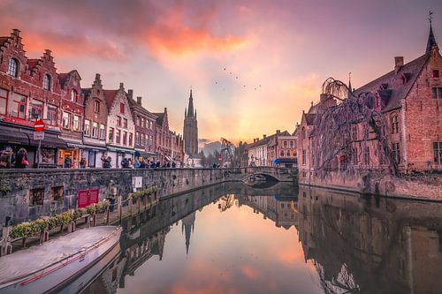 Bruges - Rozenhoedkaai - Coucher de soleil coloré