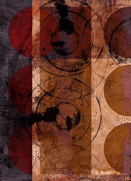 Abstract shapes and lines in warm rusty colors no. 3 by Dina Dankers