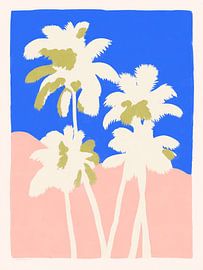 Minimalistischer Kunstdruck mit tropischer Palme im Küstenstil