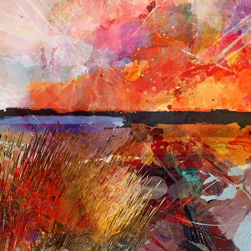 Landschap met zonsondergang