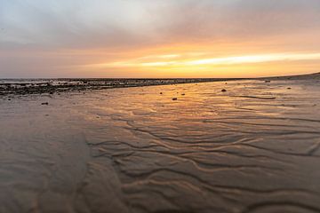 Sunset on the beach, nature reserve of Los Corrales de Rota, Costa de la Lutz, Córdoba, Andalusia, Spain