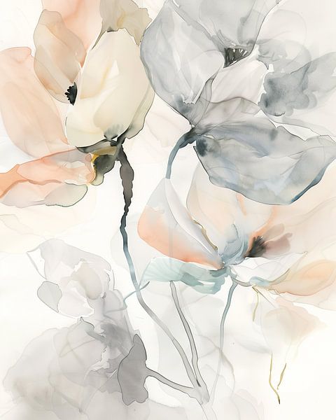 Fleurs de rêve dans des tons pastel et des lignes douces par Color Square