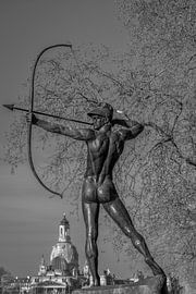 Dresden archer on the banks of the Elbe
