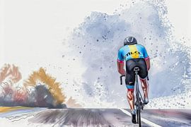Schilderij, aquarel, sport, wielrennen -4 van Peter Pen tekeningen en schilderijen