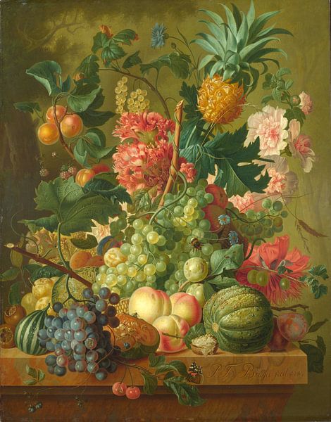 Fruits et fleurs, Paulus Theodorus van Brussel par Des maîtres magistraux