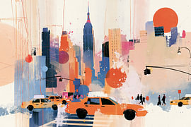 New York City, modernes Gemälde von Lina van Oers