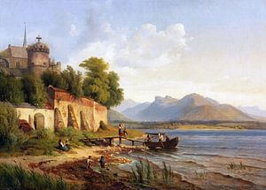 Oberitalienische Küstenlandschaft mit Figurenstaffage, LOUIS GURLITT, 1838