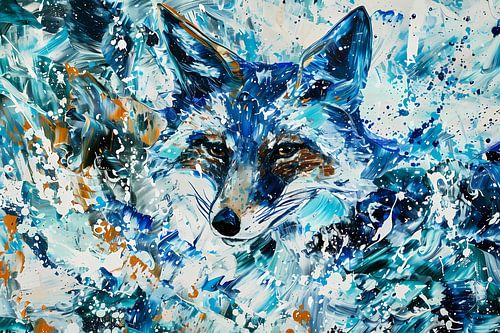 Abstract kleurrijk schilderij van een vos