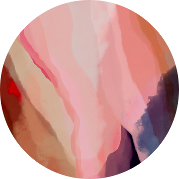 Kleurrijk modern abstract aquarel schilderij in paars, roze, terra en blauw van Dina Dankers