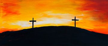 Zonsondergang over de kruizen van Poster Art Shop
