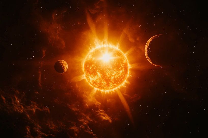 Sunrise in space with planets by Poster Art Shop