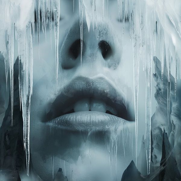 Ijzig abstract portret van Mel Digital Art