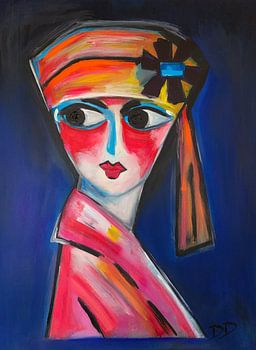 Abstract portret de grote ogen van Kees van Dongen