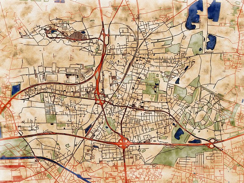 Map of Langenhagen with the style 'Serene Summer' by Maporia