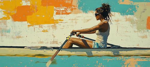 Roeien | Sportieve vrouw met peddel