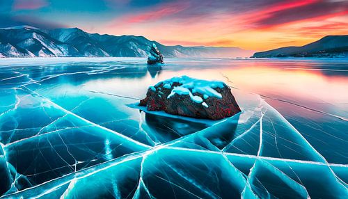 IJs gebroken met zonsondergang