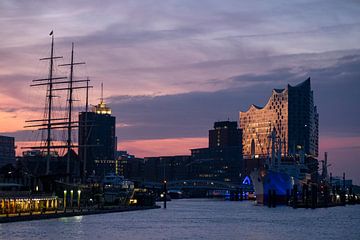 Sunrise at the Port of Hamburg