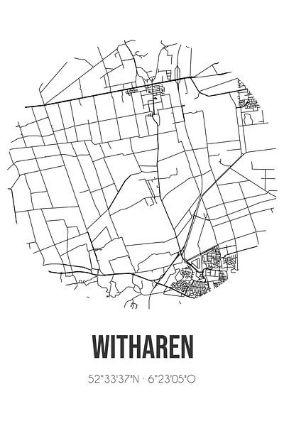 Witharen (Overijssel) | Map | Black and White by Prints of Place