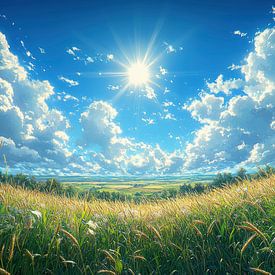 Goldene Felder unter einem strahlenden Himmel von Hikmah Hidahasbi