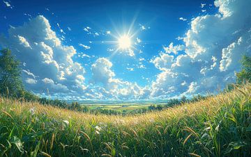 Goldene Felder unter einem strahlenden Himmel