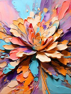 Abstracte lotusbloem schilderij van TOAN TRAN