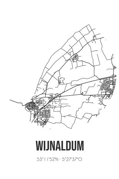 Wijnaldum (Fryslan) | Map | Black and white by Prints of Place