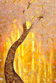 A Japanese Cherry Blossom in the style of Gustav Klimt