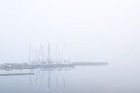 Boats in the fog Leekstermeer