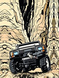 Retro-Offroad-Truck-Rock-Crawl-Pop-Art-Porträt von Ramy Salah Hefny