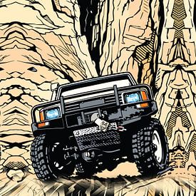 Retro-Offroad-Truck-Rock-Crawl-Pop-Art-Porträt von Ramy Salah Hefny