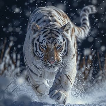 Tigre dans la neige sur DNH Artful Living