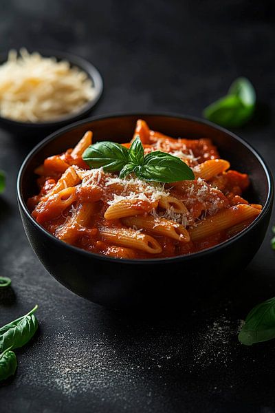Pasta with basil in a bowl - Delicious by Poster Art Shop