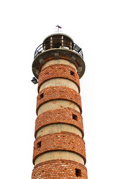 Vuurtoren Lissabon, kleur op witte achtergrond van Iris Koopmans