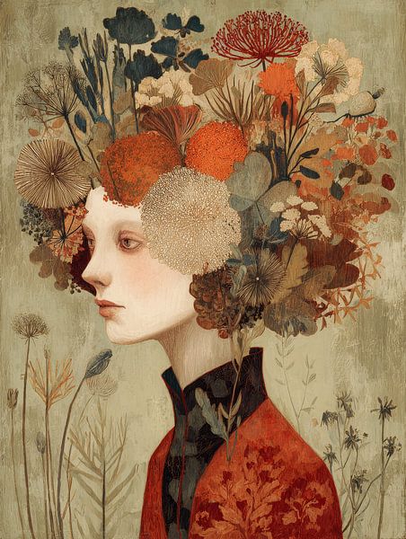 Dreamy portrait with dried flowers in warm autumn tones by But First Framing