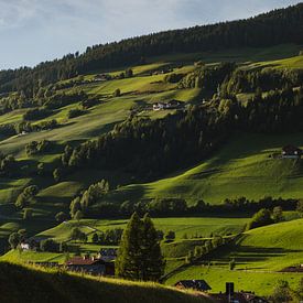 Glooiend landschap in de Dolomieten bij zonsondergang van Colinda van Rees