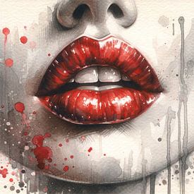 Watercolor Woman Lips #2 by Chromatic Fusion Studio